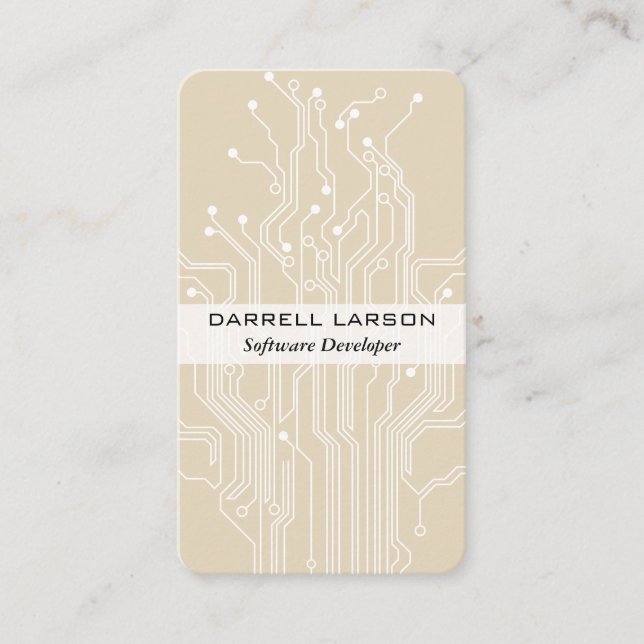 Circuit Board Beige Black Business Card (Front)