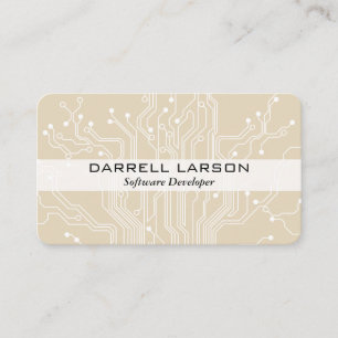 Circuit Board Beige Black Business Card