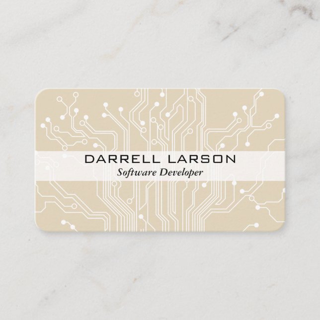 Circuit Board Beige Black Business Card (Front)