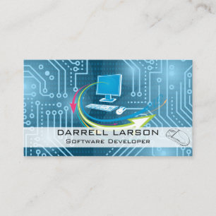 Circuit Board   Binary Code   Computer Technology Business Card