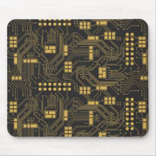 Circuit board - Black and Gold Mouse Pad