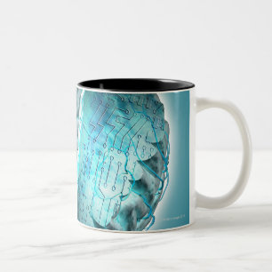 Circuit Board Brain 2 Two-Tone Coffee Mug