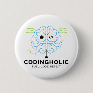 Circuit Board Brain Coder Pin Geek Tech Nerd