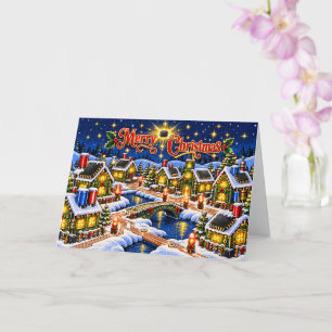 Circuit Board Christmas Village with Microchip Card