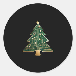 Circuit Board Computer Tech Christmas Tree  Classic Round Sticker