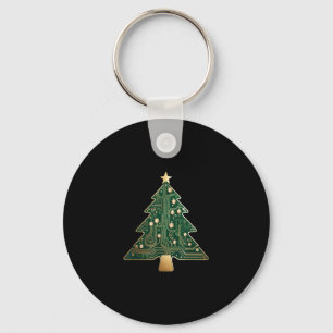 Circuit Board Computer Tech Christmas Tree  Keychain