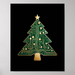 Circuit Board Computer Tech Christmas Tree Poster