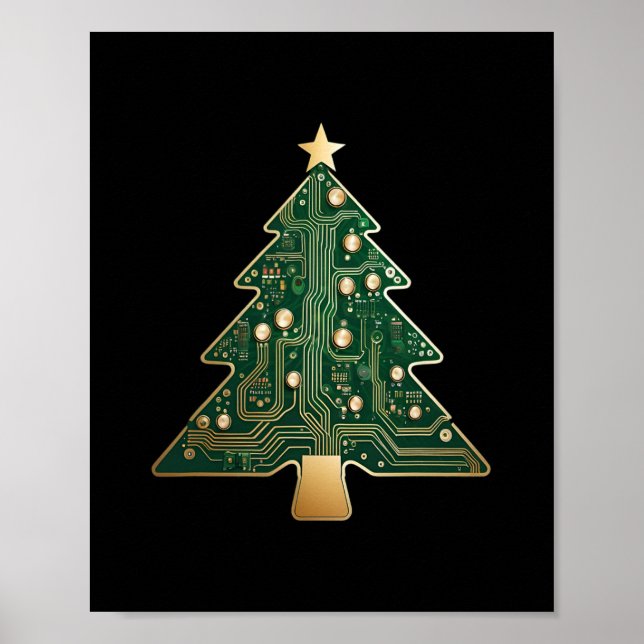 Circuit Board Computer Tech Christmas Tree  Poster (Front)
