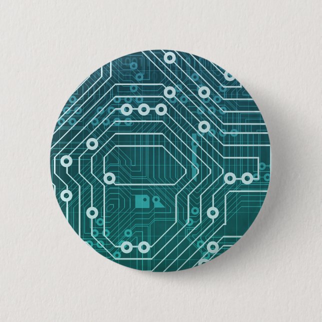 Circuit Board Data Network 2 Inch Round Button (Front)