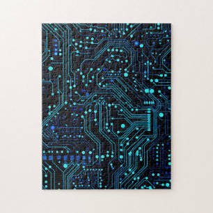 Circuit Board design illustration Cushion Jigsaw Puzzle