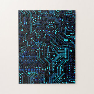 Circuit Board design illustration Cushion Jigsaw Puzzle