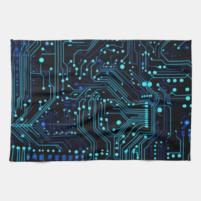 Circuit Board design illustration Cushion Kitchen Towel (Horizontal)