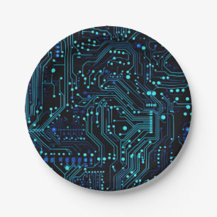 Circuit Board design illustration Cushion Paper Plate