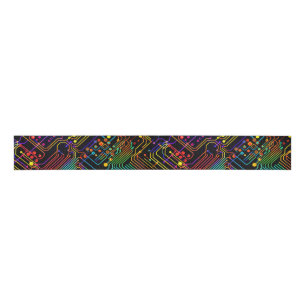 Circuit Board design illustration Grosgrain Ribbon