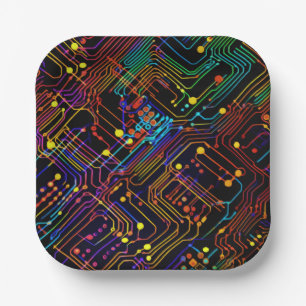 Circuit Board design illustration Paper Plate