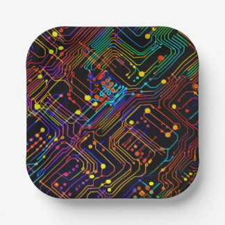 Circuit Board design illustration Paper Plate