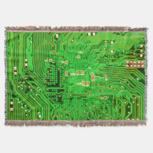 Circuit Board Design Throw Blanket