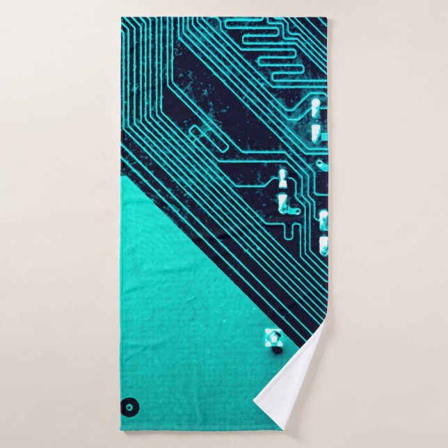 Circuit board. Electronic computer hardware techno (Serviette de bain)