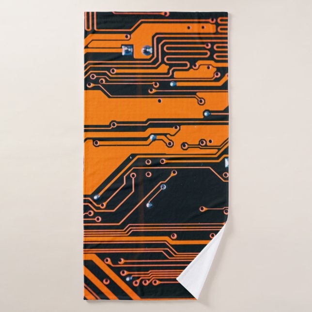 Circuit board. Electronic computer hardware techno (Serviette de bain)