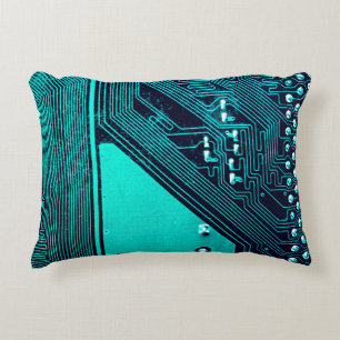 Circuit board. Electronic computer hardware techno Accent Pillow