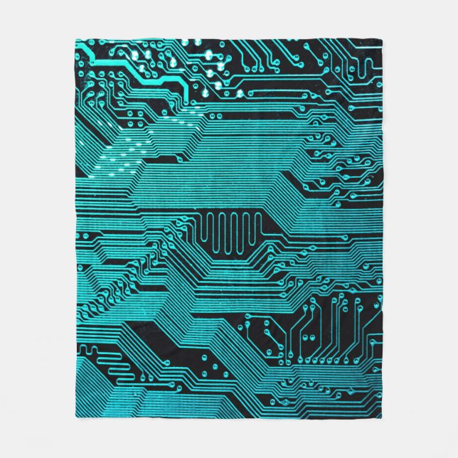 Circuit board. Electronic computer hardware techno Fleece Blanket (Front)