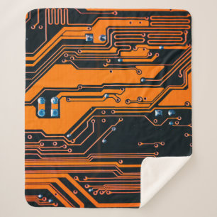 Circuit board. Electronic computer hardware techno Sherpa Blanket