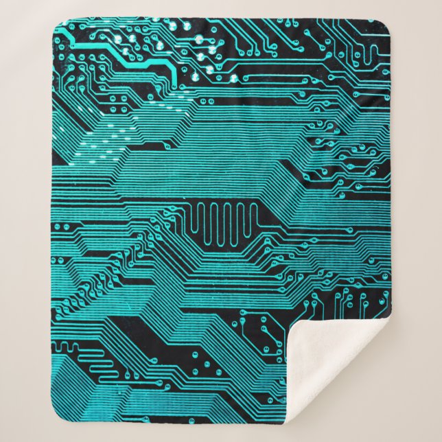 Circuit board. Electronic computer hardware techno Sherpa Blanket (Front)