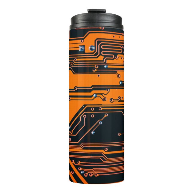 Circuit board. Electronic computer hardware techno Thermal Tumbler (Front)