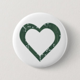 Circuit board Heart 2 Inch Round Button