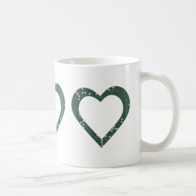 Circuit board Heart Coffee Mug (Right)