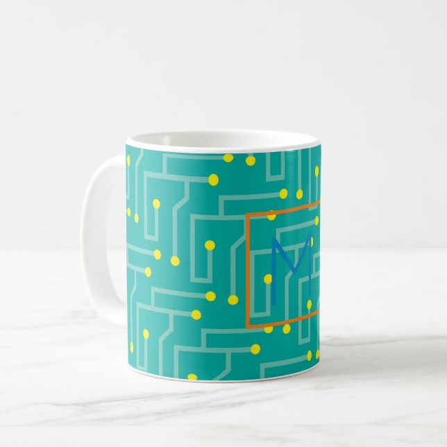 Circuit Board INITIAL Mod Computer Tech Fun Coffee Mug (Front Left)