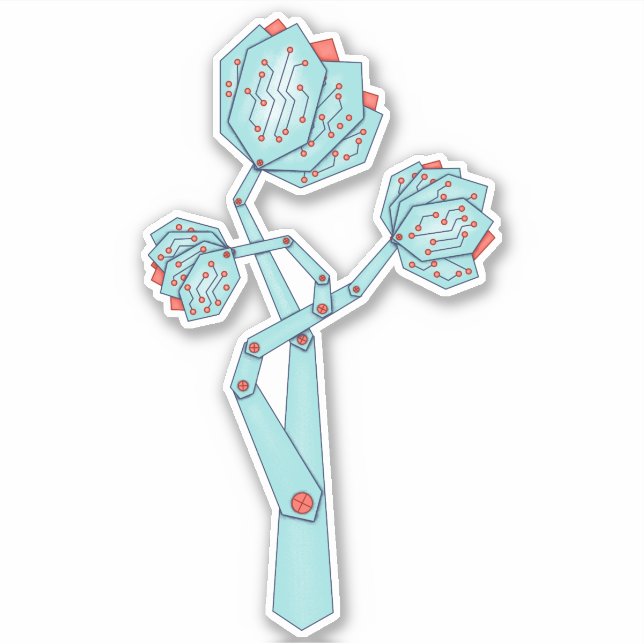 Circuit Board Mechanical Flowers Geek Girl (Front)