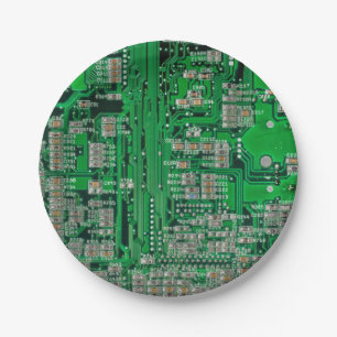 Circuit Board Painting Paper Plate