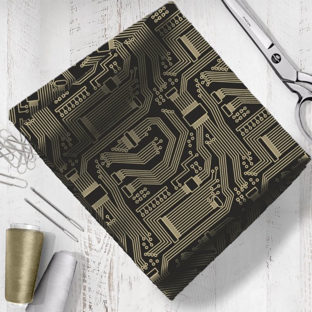Circuit Board Pattern Gold ID245 Fabric (Creator Uploaded)