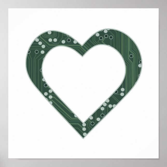 Circuit board Pattern Heart Poster (Front)