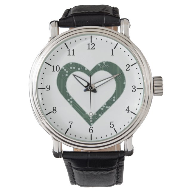 Circuit board Pattern Heart Watch (Front)