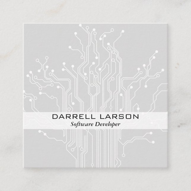 Circuit Board Square Business Card (Front)