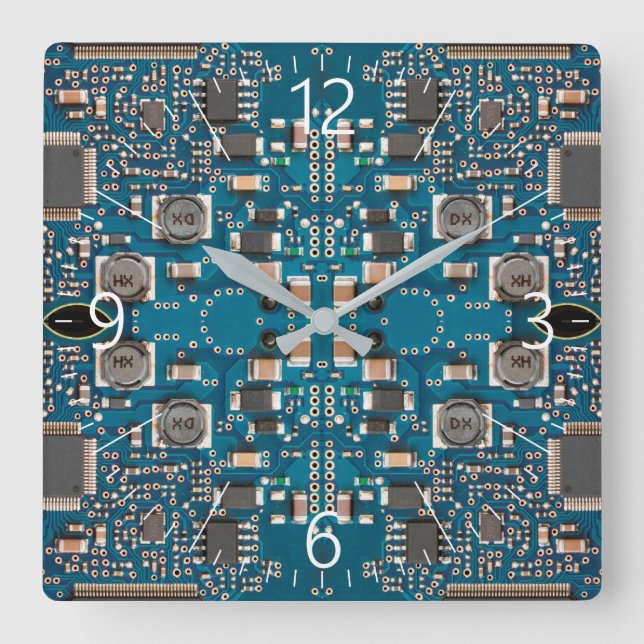 circuit board square wall clock (Front)