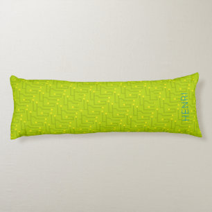 Circuit board tech kids name green yellow colourfu body pillow