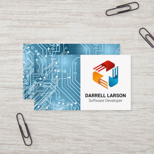 Circuit Board | Tech Modern Logo Business Card (Front/Back In Situ)