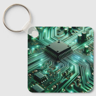 Circuit Board with green energy Keychain
