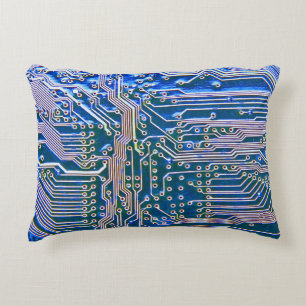 Circuit Boardboard,computer,blue,capacitor,chip,ci Accent Pillow