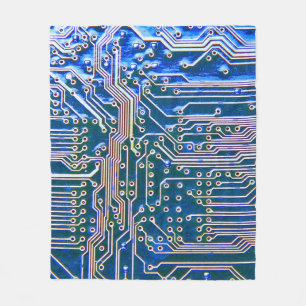 Circuit Boardboard,computer,blue,capacitor,chip,ci Fleece Blanket