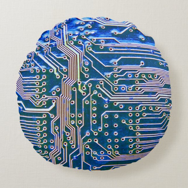 Circuit Boardboard,computer,blue,capacitor,chip,ci Round Pillow (Front)