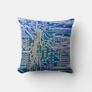 Circuit Boardboard,computer,blue,capacitor,chip,ci Throw Pillow