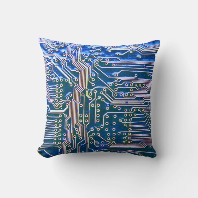 Circuit Boardboard,computer,blue,capacitor,chip,ci Throw Pillow (Front)