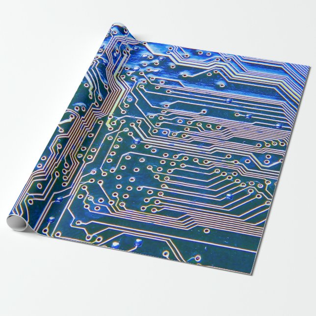 Circuit Boardboard,computer,blue,capacitor,chip,ci Wrapping Paper (Unrolled)