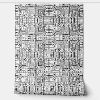 Circuit boards in Black, white and silver Wallpaper