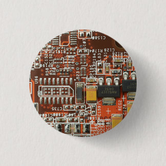 Circuit Chip Computer Tech 1 Inch Round Button