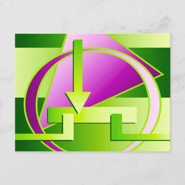 "Circuit Diagram" digital art print, lime green Postcard (Front)
